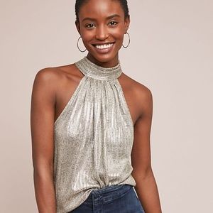 Anthropologie Shine Halter Top